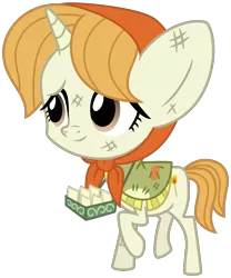 Size: 2000x2400 | Tagged: safe, artist:cheezedoodle96, derpibooru import, the little match filly, pony, a hearth's warming tail, .svg available, balancing, clothes, dirty, raised hoof, raised leg, sad, scarf, shawl, simple background, smiling, solo, svg, the little match girl, transparent background, vector