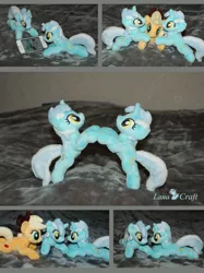 Size: 3008x4031 | Tagged: absurd resolution, applejack, artist:lanacraft, beanie (plushie), bon bon, derpibooru import, iphone, irl, lyra heartstrings, photo, plushie, safe, sweetie drops, tiny