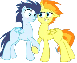 Size: 964x790 | Tagged: 1000 hours in ms paint, artist:megamastermario2009, derpibooru import, female, male, missing cutie mark, ms paint, safe, shipping, soarin', soarinfire, spitfire, straight, wonderbolts