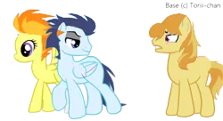 Size: 1024x556 | Tagged: 1000 hours in ms paint, artist:megamastermario2009, braeburn, derpibooru import, female, male, ms paint, safe, shipping, soarin', soarinfire, spitfire, straight