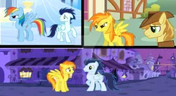 Size: 1024x559 | Tagged: artist:megamastermario2009, braeburn, derpibooru import, female, love, male, rainbow dash, safe, shipping, soarin', soarinfire, spitfire, straight, watermark, wonderbolts