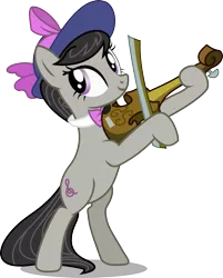 Size: 1007x1250 | Tagged: safe, artist:seahawk270, derpibooru import, octavia melody, pony, a hearth's warming tail, bipedal, bow (instrument), bowtie, cute, hat, musical instrument, playing, simple background, smiling, solo, transparent background, vector, victorian, violin, violin bow