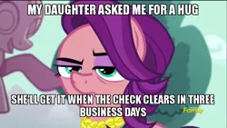 Size: 800x450 | Tagged: bad parenting, caption, crusaders of the lost mark, derpibooru import, edit, edited screencap, equestria's worst mother, greed, image macro, meme, safe, screencap, solo, spoiled rich, text