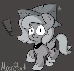 Size: 1560x1500 | Tagged: artist:narmet, cartographer's cap, derpibooru import, exclamation point, female, filly, grayscale, hat, monochrome, moonstuck, princess luna, safe, solo, woona, younger