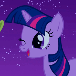 Size: 466x466 | Tagged: animated, derpibooru import, invisible stallion, night, one eye closed, out of context, owl's well that ends well, safe, screencap, solo, spike, twilight sparkle, wink