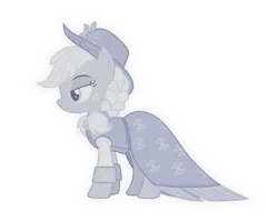 Size: 5000x3981 | Tagged: absurd resolution, a hearth's warming tail, applejack, artist:dashiesparkle, clothes, derpibooru import, ghost, hat, inkscape, ponyscape, safe, side view, simple background, solo, spirit, spirit of hearth's warming past, .svg available, transparent background, undead, vector
