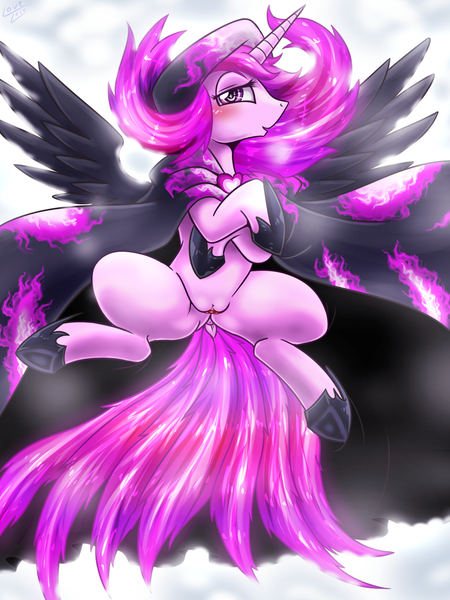 Size: 1500x2000 | Tagged: a hearth's warming tail, artist:vavacung, derpibooru import, explicit, female, nudity, princess luna, solo, solo female, spirit of hearth's warming yet to come