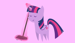 Size: 586x338 | Tagged: safe, artist:agrol, derpibooru import, twilight sparkle, twilight sparkle (alicorn), alicorn, pony, the saddle row review, :>, animated, broom, cute, eyes closed, female, levitation, magic, mare, party soft, pointy ponies, smiling, solo, sweeping, sweepsweepsweep, telekinesis, twilight sweeple