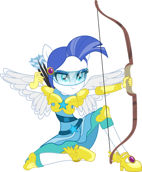 Size: 3000x3650 | Tagged: safe, artist:theshadowstone, derpibooru import, equestria girls, friendship games, archery, arrow, bow (weapon), bow and arrow, female, ponied up, royal guard, simple background, transparent background, vector, weapon