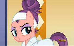 Size: 2257x1393 | Tagged: applejack's "day" off, derpibooru import, discovery family logo, gloating, safe, screencap, smiling, smirk, snobby, solo, spa, spoiled rich