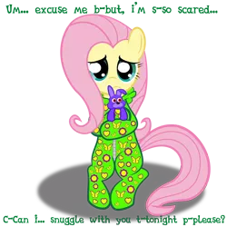 Size: 3000x3000 | Tagged: artist:spellboundcanvas, bonnie, bronybait, crossover, cute, derpibooru import, five nights at freddy's, fluttershy, footed sleeper, onesie, safe, scared, shyabetes, spellboundcanvas is trying to murder us