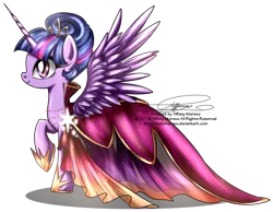 Size: 1198x930 | Tagged: safe, artist:tiffanymarsou, derpibooru import, twilight sparkle, twilight sparkle (alicorn), alicorn, pony, clothes, dress, gala dress, solo