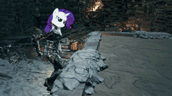 Size: 600x337 | Tagged: 3d, animated, applejack's "day" off, dark souls, dark souls 3, derpibooru import, faic, implied rarity fighting a giant crab, prunity, pruny, rarity, safe, that was fast, wax, wrinkles