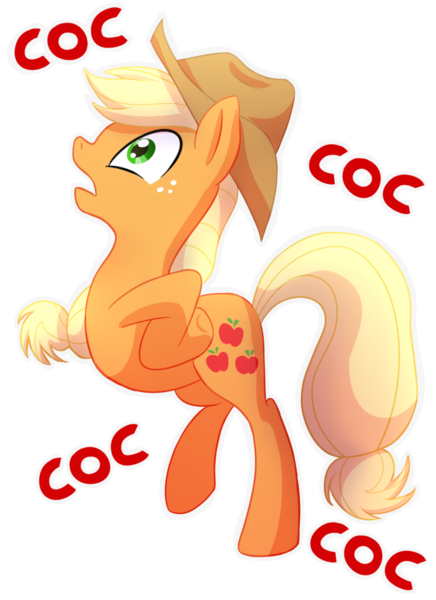 Size: 800x1100 | Tagged: safe, artist:patty-plmh, derpibooru import, applejack, pony, applejack's "day" off, bipedal, chickenjack, silly, silly pony, simple background, solo, transparent background, vector, who's a silly pony