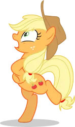 Size: 8000x13541 | Tagged: safe, artist:luckreza8, derpibooru import, applejack, bird, chicken, pony, applejack's "day" off, .svg available, absurd resolution, bipedal, chickenjack, cowboy hat, freckles, hat, open mouth, silly, silly pony, simple background, solo, stetson, transparent background, vector, who's a silly pony