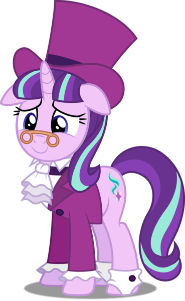 Size: 3076x5000 | Tagged: absurd resolution, a hearth's warming tail, artist:dashiesparkle, artist:illumnious, clothes, derpibooru import, full body, hat, inkscape, ponyscape, safe, simple background, snowfall frost, solo, spectacles, starlight glimmer, .svg available, top hat, transparent background, vector