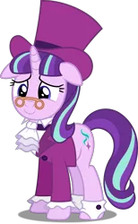 Size: 3076x5000 | Tagged: absurd resolution, a hearth's warming tail, artist:dashiesparkle, artist:illumnious, clothes, derpibooru import, full body, hat, inkscape, ponyscape, safe, simple background, snowfall frost, solo, spectacles, starlight glimmer, .svg available, top hat, transparent background, vector