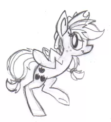 Size: 577x634 | Tagged: applejack, applejack's "day" off, artist:agentkirin, chicken dance, chickenjack, derpibooru import, monochrome, safe, solo