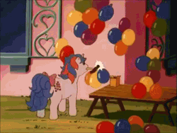 Size: 640x480 | Tagged: angry, animated, balloon, balloon popping, buttons (g1), derpibooru import, frown, g1, glare, hammer, mouth hold, my little pony 'n friends, nails, open mouth, popping, sad, safe, screencap, smiling, somnambula (episode), surprise, talking
