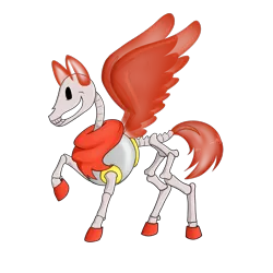 Size: 1600x1600 | Tagged: safe, artist:lemurcat, derpibooru import, ponified, pegasus, pony, bone, grin, magic, magic aura, papyrus (undertale), raised hoof, skeleton, smiling, solo, spread wings, undertale, vector, wings