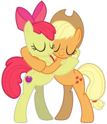 Size: 6647x7676 | Tagged: absurd resolution, apple bloom, applejack, artist:ramseybrony17, cutie mark, derpibooru import, female, hug, safe, siblings, simple background, sisters, the cmc's cutie marks, transparent background