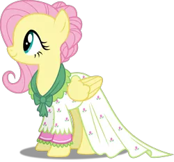 Size: 5000x4675 | Tagged: absurd resolution, a hearth's warming tail, artist:dashiesparkle, clothes, derpibooru import, dress, flutterholly, fluttershy, inkscape, ponyscape, safe, simple background, solo, .svg available, transparent background, vector