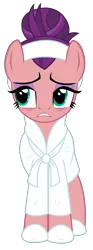 Size: 2100x5675 | Tagged: applejack's "day" off, artist:sketchmcreations, bathrobe, clothes, derpibooru import, frown, headband, inkscape, robe, safe, simple background, slippers, solo, spa, spoiled rich, transparent background, vector