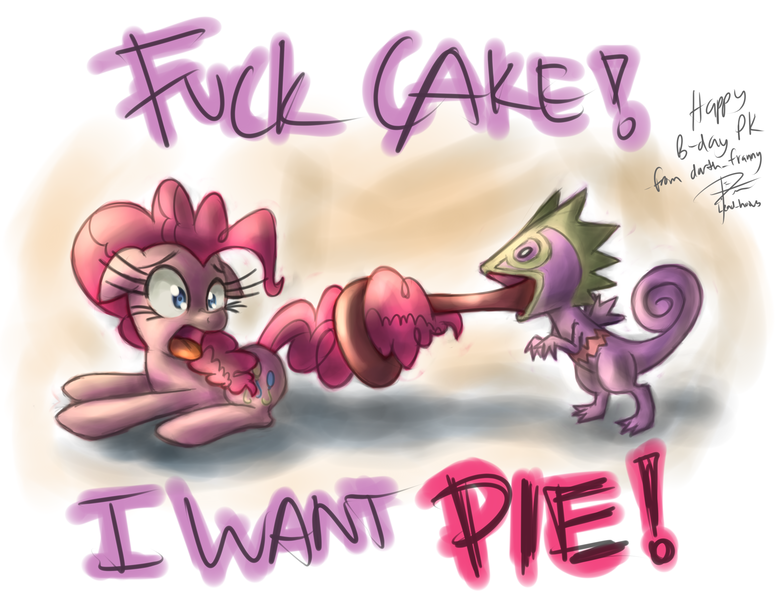 Size: 3300x2550 | Tagged: questionable, artist:leadhooves, derpibooru import, pinkie pie, kecleon, abuse, fetish, imminent vore, impossibly long tongue, long tongue, pinkiebuse, pokémon, tongue out, vulgar