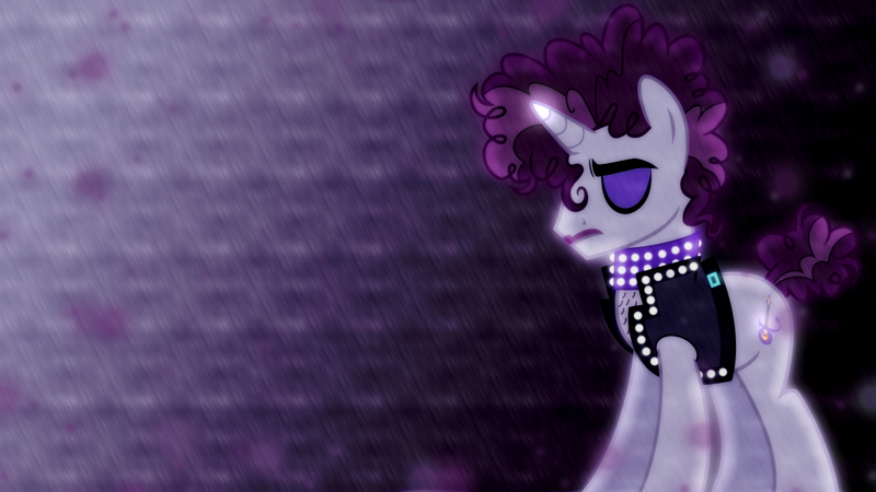 Size: 1600x900 | Tagged: safe, artist:cheezedoodle96, artist:sailortrekkie92, derpibooru import, prance (character), undertone, pony, unicorn, background pony, eyes closed, male, prince (musician), purple rain, rain, reference, rest in peace, rest in purple, solo, stallion, vector, wallpaper