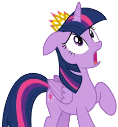 Size: 3368x3624 | Tagged: safe, artist:cloudyglow, derpibooru import, twilight sparkle, twilight sparkle (alicorn), alicorn, pony, equestria games (episode), .ai available, crown, female, folded wings, jewelry, mare, raised hoof, regalia, shocked, simple background, solo, transparent background, vector, wings