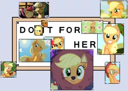 Size: 1400x1000 | Tagged: safe, artist:joey darkmeat, artist:jowybean, artist:latecustomer, artist:mamandil, derpibooru import, apple bloom, applejack, applejack (g1), pony, animal costume, applelion, blushing, clothes, costume, do it for her, dress, exploitable meme, female, filly, filly applejack, g1, gala dress, meme, silly, silly pony, the simpsons, who's a silly pony, younger
