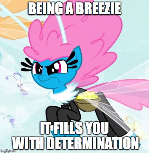 Size: 500x513 | Tagged: breezie, caption, derpibooru import, determination, edit, edited screencap, image macro, it ain't easy being breezies, meme, reference, safe, screencap, seabreeze, solo, text, undertale