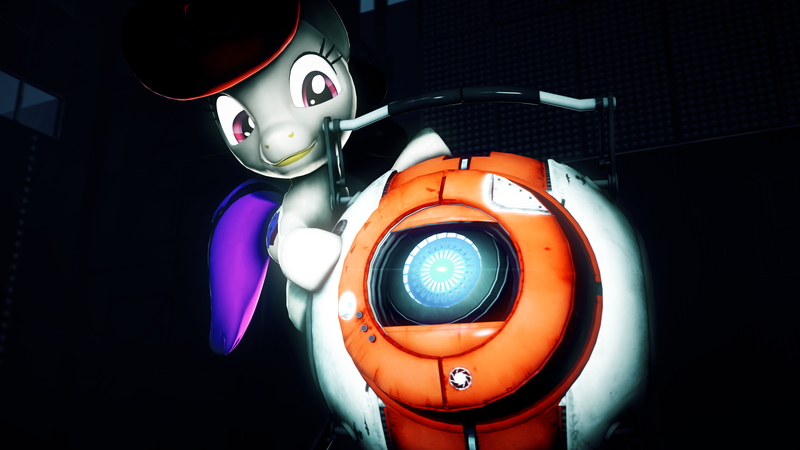 Size: 3840x2160 | Tagged: 3d, artist:jolly-old-cinema, core, crossover, derpibooru import, oc, personality core, portal 2, portal (valve), safe, solo, source filmmaker, unofficial characters only