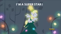 Size: 1920x1080 | Tagged: safe, derpibooru import, edit, edited screencap, screencap, derpy hooves, pegasus, pony, a hearth's warming tail, catasterism, cute, derpy star, discovery family logo, female, mare, solo, truth