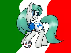 Size: 1024x768 | Tagged: artist:frecklesfanatic, clothes, derpibooru import, flag, football, italy, jersey, national flag, oc, oc:beryl, oc:beryl (smhac), safe, solo, sports, uefa euro, unofficial characters only