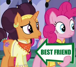 Size: 941x823 | Tagged: safe, derpibooru import, screencap, pinkie pie, saffron masala, pony, spice up your life, exploitable meme, meme, pinkie pie's sign