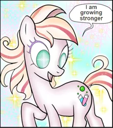 Size: 340x385 | Tagged: safe, artist:pencils, derpibooru import, edit, oc, oc:mascara maroon, unofficial characters only, earth pony, pony, comic:anon's pie adventure, ascension, comic, ebola, glowing eyes, glowing eyes meme, i am growing stronger, meme, power-up, text edit