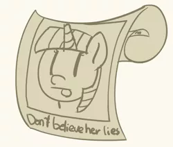 Size: 1280x1085 | Tagged: safe, artist:pabbley, derpibooru import, twilight sparkle, pony, :p, don't believe her lies, drawing, exploitable meme, female, lies, mare, meme, memento, monochrome, scroll, simple background, sketch, solo, tongue out, white background