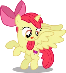 Size: 766x850 | Tagged: safe, artist:seahawk270, derpibooru import, apple bloom, alicorn, pony, alicornified, bloomicorn, cute, cutie mark, female, filly, race swap, simple background, solo, the cmc's cutie marks, tongue out, transparent background, vector
