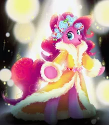 Size: 1024x1168 | Tagged: safe, artist:clarichi, derpibooru import, pinkie pie, spirit of hearth's warming presents, pony, a hearth's warming tail, bipedal, cute, diapinkes, open mouth, solo