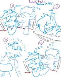 Size: 1280x1611 | Tagged: safe, artist:adorkabletwilightandfriends, derpibooru import, rainbow dash, soarin', pony, comic:adorkable twilight and friends, adorkable friends, bed, comic, cuddling, cute, dashabetes, female, lineart, male, pillow, shipping, simple background, sleeping, slice of life, soarinbetes, soarindash, spooning, straight