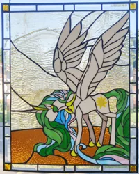 Size: 2729x3404 | Tagged: artist:tjglass, derpibooru import, irl, photo, photo artist:viwrastupr, photo craft, photo stained glass (irl), princess celestia, safe, stained glass, stained glass (irl)