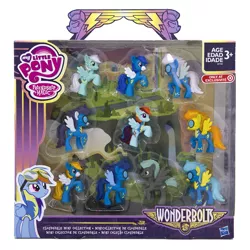 Size: 750x750 | Tagged: safe, derpibooru import, official, fire streak, fleetfoot, high winds, lightning streak, misty fly, rainbow dash, silver lining, silver zoom, soarin', spitfire, thunderlane, wave chill, pony, blind bag, icy mist, irl, photo, stock photo, target exclusive, toy, wonderbolts