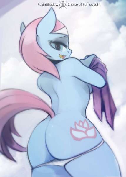 Size: 2140x3000 | Tagged: anthro, artist:foxinshadow, art pack:choice of ponies vol1, art pack:fox's choice of ponies, ass, bedroom eyes, breasts, busty lotus blossom, butt, clothes, derpibooru import, female, looking at you, looking back, lotus blossom, nudity, panties, panties pulled down, questionable, rearboob, sideboob, solo, solo female, towel, underwear, white underwear