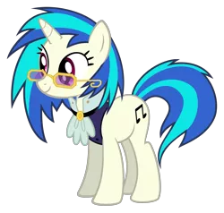 Size: 3155x3000 | Tagged: safe, artist:sollace, derpibooru import, vinyl scratch, pony, unicorn, a hearth's warming tail, cutie mark, female, hooves, horn, mare, simple background, smiling, solo, sunglasses, transparent background, vector, victrola scratch