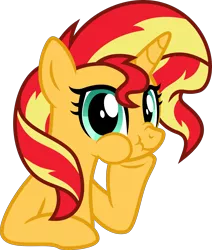 Size: 4171x4923 | Tagged: safe, artist:osipush, derpibooru import, sunset shimmer, pony, unicorn, absurd resolution, aweeg*, chewing, cute, eating, leaning, looking at you, nose wrinkle, puffy cheeks, scrunchy face, shimmerbetes, simple background, solo, transparent background, vector