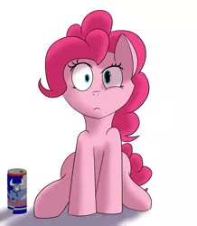 Size: 1398x1605 | Tagged: safe, artist:kickassking, derpibooru import, iron will, pinkie pie, earth pony, pony, energy drink, mismatched eyes, red bull, sitting, solo, we're all fucked, xk-class end-of-the-world scenario