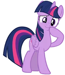 Size: 7000x8000 | Tagged: safe, artist:tardifice, derpibooru import, twilight sparkle, twilight sparkle (alicorn), alicorn, pony, what about discord?, absurd resolution, cute, female, folded wings, mare, pensive, photoshop, raised hoof, simple background, smiling, solo, transparent background, twiabetes, vector, wings