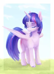 Size: 1280x1758 | Tagged: safe, artist:aphphphphp, derpibooru import, twilight sparkle, twilight sparkle (alicorn), alicorn, pony, eyes closed, solo