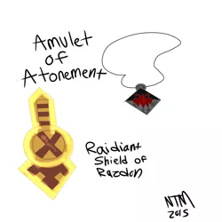 Size: 1024x1024 | Tagged: amulet of atonement, artist:toon-n-crossover, concept art, daring do, daring do adventure collection, daring don't, derpibooru import, radiant shield of razdon, safe, spoiler:book